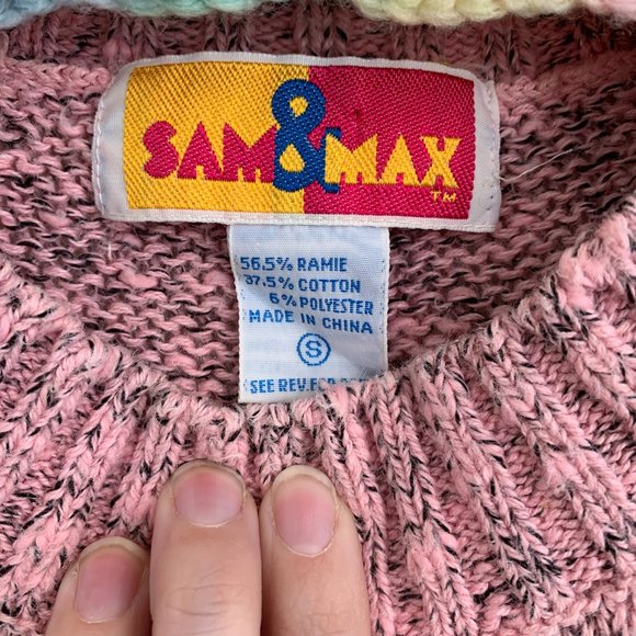 Retro Sam & Max Slouchy Pink Sweater - Picture 3 of 3